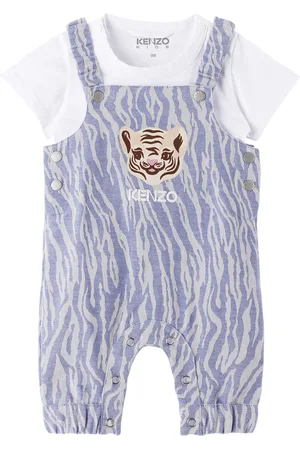 Kenzo Baby White & Blue Paris T-Shirt & Overalls Set