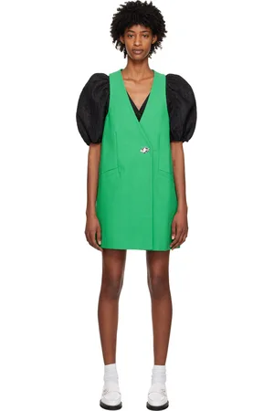 Ganni Women Dresses - Green Suiting Vest Minidress