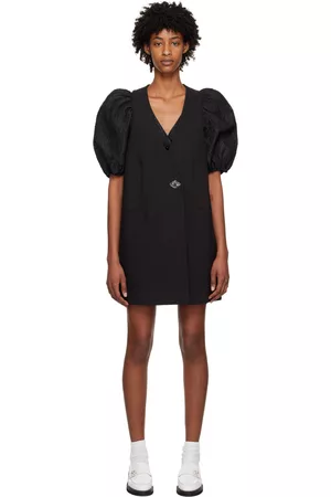 Ganni Black Suiting Vest Minidress