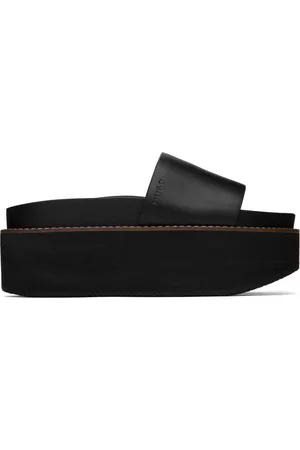 HUGO BOSS Black Faux-Leather Platform Sandals