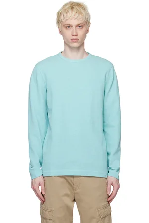HUGO BOSS Blue Structured Long Sleeve T-Shirt