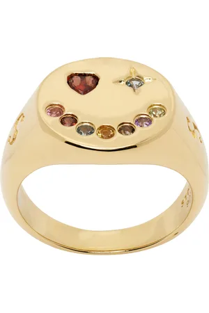 Stolen Girlfriends Club Men Rings - SSENSE Exclusive Gold Happy Face Ring