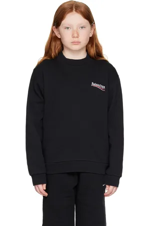 Balenciaga Sweatshirts - Kids Black Embroidered Sweatshirt