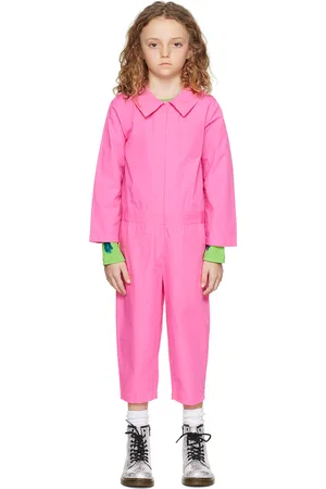 M’A Kids Girls Jumpsuits - Kids Pink Relaxed Jumpsuit