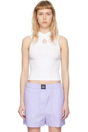 Msgm White Rib Tank Top