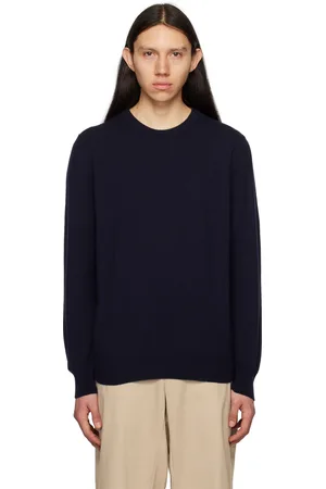 Ghiaia Cashmere Men Tops - Navy Crewneck Sweater