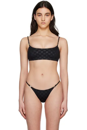 MISBHV Women Bikini Tops - Black Monogram Bikini Top