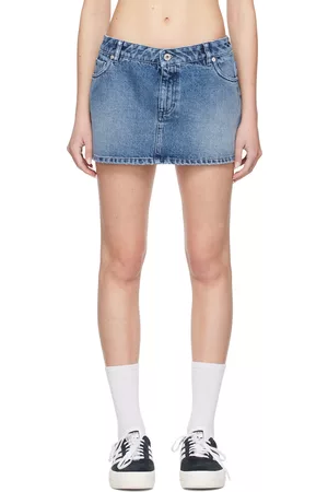 Halfboy Women Mini Skirts - Blue Zip-Fly Denim Miniskirt
