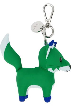 Maison Kitsuné Men Keychains - Green Small Colorblock Fox Keychain