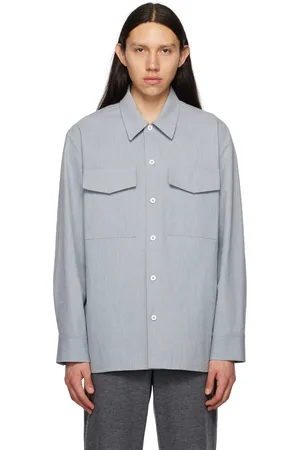 Jil Sander Men Shirts - Blue Spread Collar Shirt