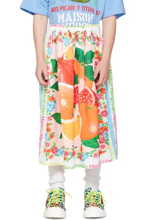 Maison Mangostan Girls Scarves - Kids Multicolor Oranges Scarf Skirt
