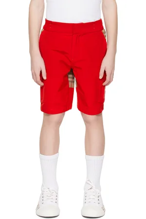 Burberry Shorts - Kids Red Check Panel Shorts