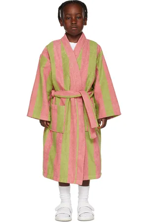Oas Bathrobes - Kids Green & Pink Striped Bathrobe