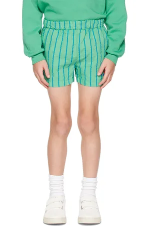 Bonmot Shorts - Kids Green Striped Shorts