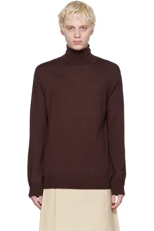 Jil Sander Men Turtlenecks - Burgundy Lightweight Turtleneck