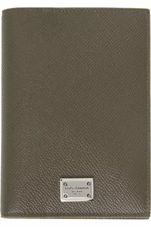 Dolce & Gabbana Men Passport Wallets - Taupe Logo Plaque Passport Holder