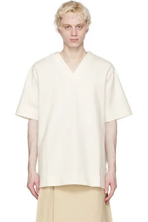 Jil Sander Men T-shirts - White V-Neck T-Shirt