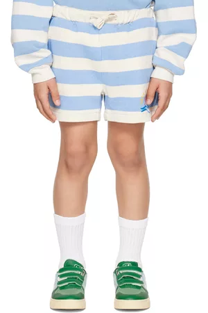Bonmot Shorts - Kids Blue & Off-White Striped Shorts