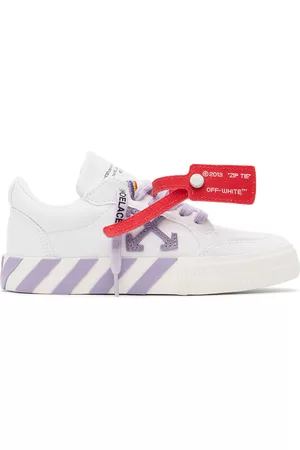 OFF-WHITE Sneakers - Kids White & Purple Vulcanized Sneakers