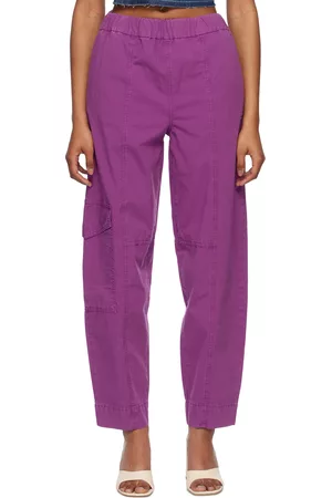 Ganni Women Pants - Purple Elasticized Curve Trousers