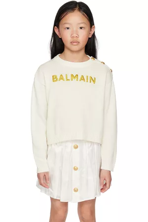 Balmain Accessories - Kids White Embroidered Sweater