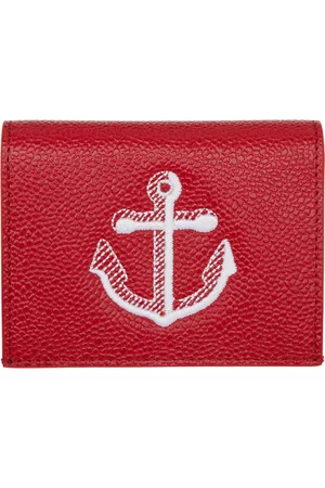 Thom Browne Men Wallets - Red Anchor Double Card Holder