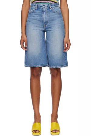 Ganni Women Shorts - Blue Five-Pocket Denim Shorts