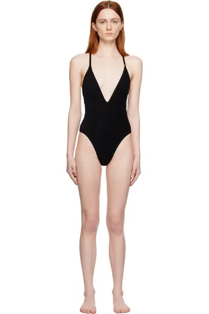 The Attico Black V-Neck One-Piece Swimsuit