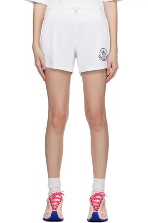 Moncler Women Shorts - White Embroidered Shorts