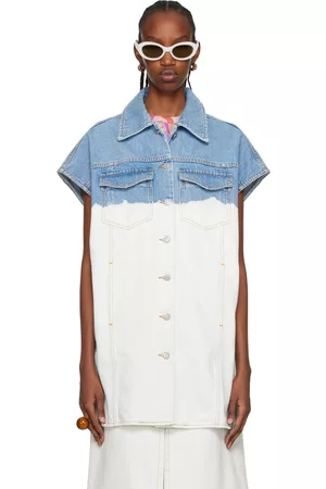 DRIES VAN NOTEN SSENSE Exclusive Blue & Off-White Vassie Denim Vest