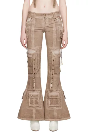 BLUMARINE Women Twill Cargo Pants - Brown Strap Trousers