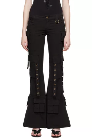 BLUMARINE Women Flared Pants - Black Bell Bottom Trousers
