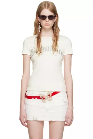 BLUMARINE Women T-shirts - White Crystal-Cut T-Shirt