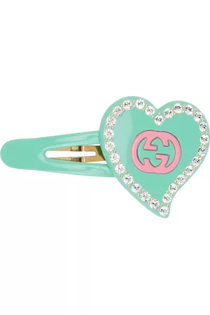 Gucci Women Hair Accessories - Green GG Heart Hair Clip