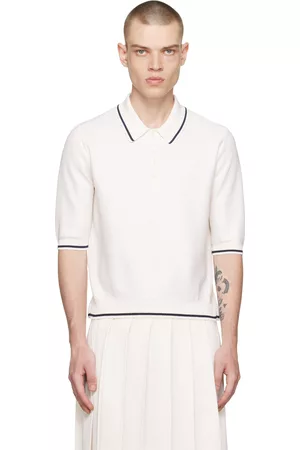 Thom Browne Men Polo Shirts - White Tipping Polo