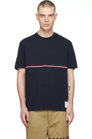 Thom Browne Men T-shirts - Navy Stripe T-Shirt