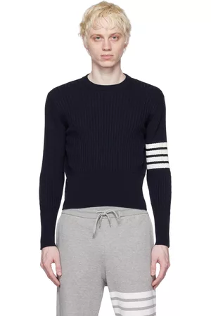 Thom Browne Men Sweaters - Navy 4-Bar Sweater