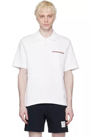 Thom Browne Men Polo Shirts - White Patch Polo