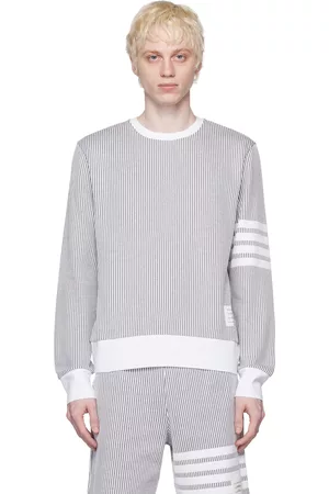 Thom Browne Men Sweaters - Gray 4-Bar Sweater