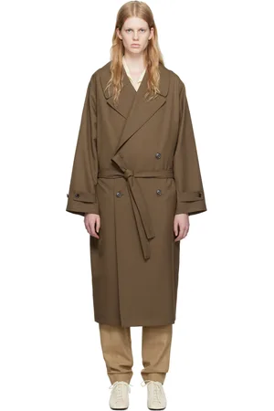 LEMAIRE Brown Double-Breasted Trench Coat