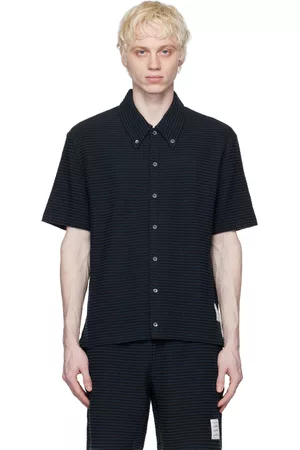 Thom Browne Men Shirts - Navy & Black Button Shirt