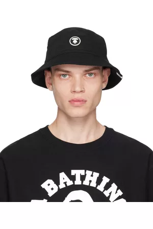 AAPE BY A BATHING APE Men Hats - Black Rubberized Patch Bucket Hat