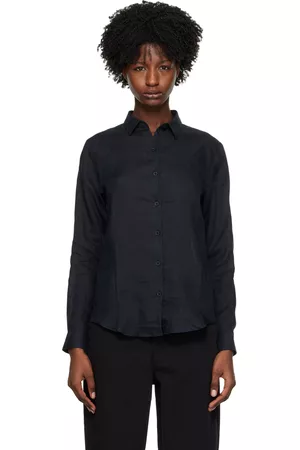 Sunspel Women Sleeveless Shirts - Black Button Shirt