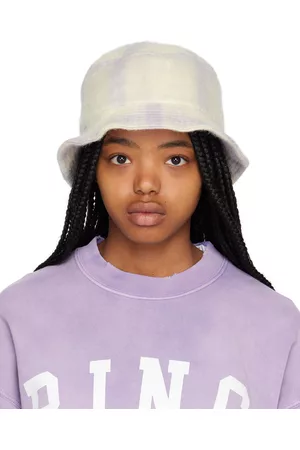 ANINE BING Women Hats - Off-White & Purple Cami Bucket Hat