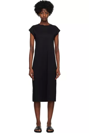 Sunspel Women Midi Dresses - Black Crewneck Midi Dress