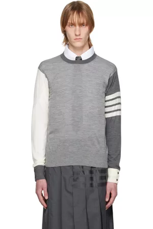 Thom Browne Men Sweaters - Gray Fun Mix Sweater