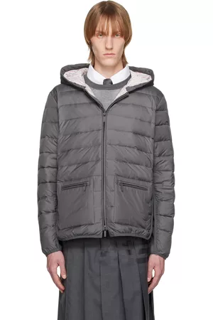 Thom Browne Men Cropped Jackets - Gray Ultra Light Down Jacket