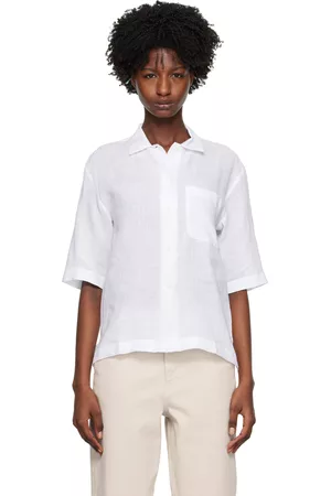 Sunspel Women Sleeveless Shirts - White Pocket Shirt