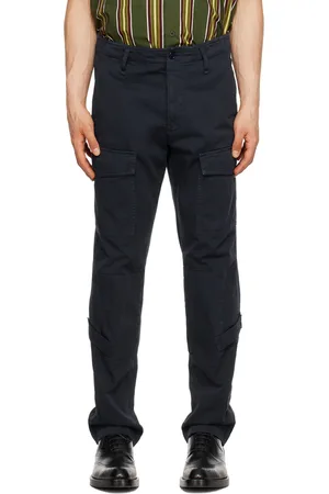 DRIES VAN NOTEN Navy Velcro Tab Cargo Pants