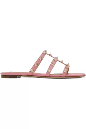 VALENTINO GARAVANI Women Sandals - Pink Rockstud Flat Sandals